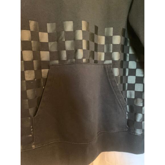 Van Off The Wall Oversized Small Black Hoddie with Checkerboard print Mens - Picture 3 of 6